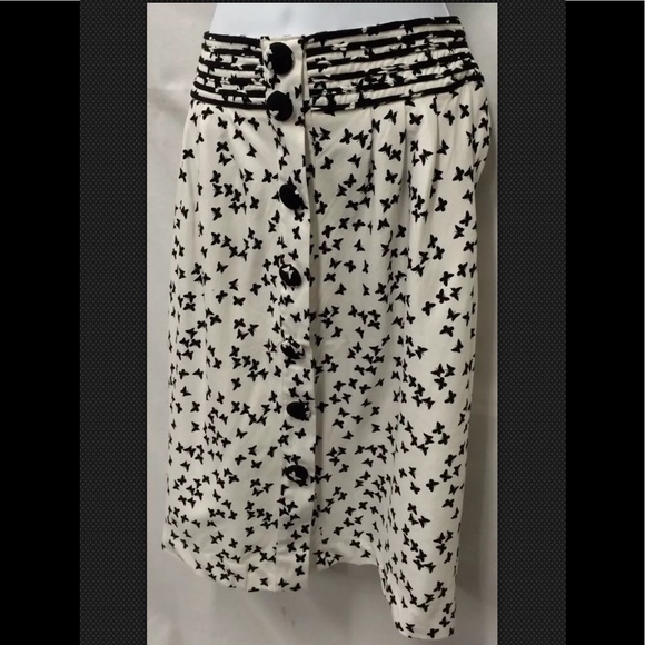 eShakti Skirt Butterfly Button Gathered Pencil NWOT Black White - Picture 4 of 7
